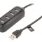 Hub USB 2.0 Negru cu 4 Porturi 480Mbps