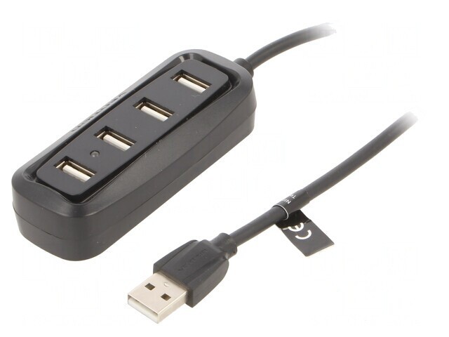 Hub USB 2.0 Negru cu 4 Porturi 480Mbps