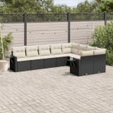 vidaXL Set mobilier de grădină cu perne, 9 piese, negru, poliratan 3252973