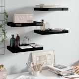 VidaXL Rafturi de perete, 4 buc., negru extralucios, 40x23x3,8 cm, MDF