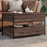 Cumpara ieftin Măsuță de cafea stejar maro 85x50x50 cm lemn prelucrat și metal