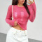 Bluza semi-transparenta cu maneca lunga, roz, dama