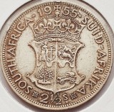 313 Africa de sud 2&frac12; Shillings 1955 Elizabeth II (1st portrait) km 51 argint