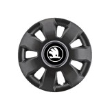 Set 4 Capace Roti potrivite jantelor de 16 inch, pentru Skoda Alb Negru model Ares Black