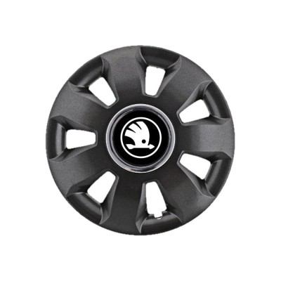 Set 4 Capace Roti potrivite jantelor de 16 inch, pentru Skoda Alb Negru model Ares Black foto