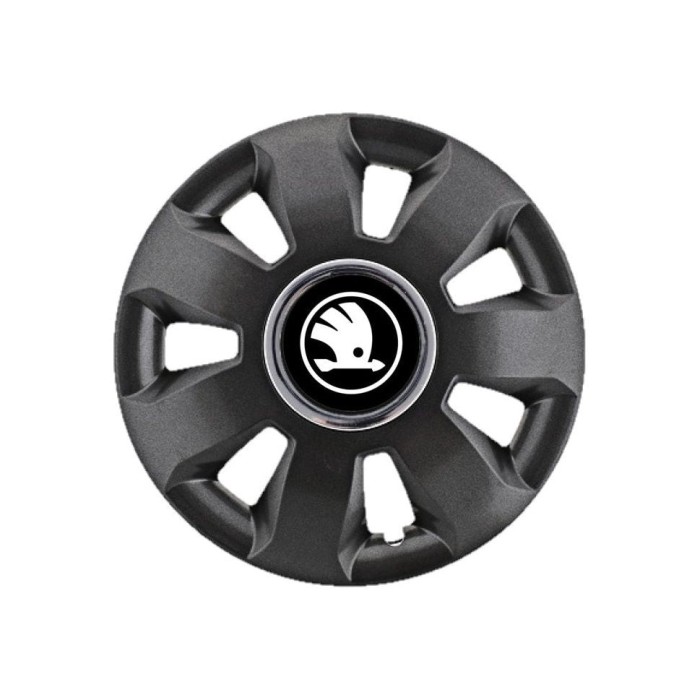 Set 4 Capace Roti potrivite jantelor de 16 inch, pentru Skoda Alb Negru model Ares Black