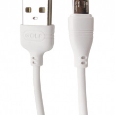 Cablu date/incarcare rapida Golf Wine Glass GC-63M USB 2.0 la microUSB, 2A, 1 m, alb