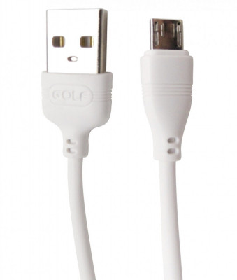 Cablu date/incarcare rapida Golf Wine Glass GC-63M USB 2.0 la microUSB, 2A, 1 m, alb foto
