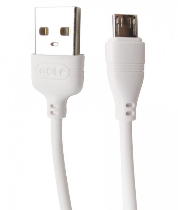 Cablu date/incarcare rapida Golf Wine Glass GC-63M USB 2.0 la microUSB, 2A, 1 m, alb