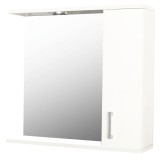 Oglinda baie cu dulap GN0001, dreptunghiulara, PAL Lucios, iluminare led, 2 rafturi, 55 cm, alb