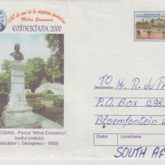 Romania 2000 , Plic Circulat - Eminesciada 2000 , Parcul Eminescu din Botosani