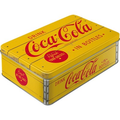 Cutie de depozitare metalica - Coca Cola - Yellow Logo foto