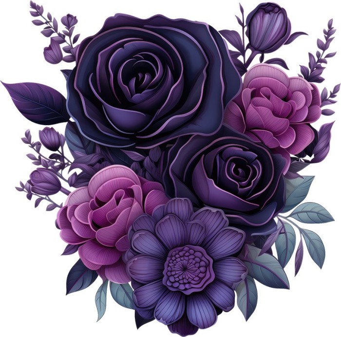Sticker decorativ, Flori, Mov, 60 cm, 1325STK-3