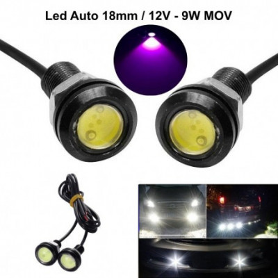 Set leduri auto, 18MM, 12V, 9W, Led SMD, Mov foto