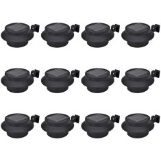vidaXL Lămpi solare de exterior pentru gard, 12 buc., negru, LED
