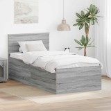 vidaXL Cadru de pat cu headboard Gri Sonoma 90 x 200 cm Lemn compozit 3408625