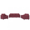 Set canapea cu perne, 3 piese, rosu vin, material textil