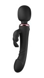 Vibrator Wand&amp;Rabbit Great Mix, 10+10 Moduri Vibratii Puternice, Silicon, USB, Negru, 24.6 cm, Mokko Toys, Velvet Obession