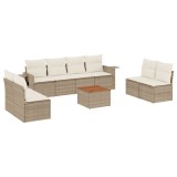 Cumpara ieftin Set canapele de gradina, 9 piese, cu perne, bej, poliratan