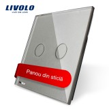 Cumpara ieftin Panou din sticla gri pentru &icirc;ntrerupator dublu touch Livolo