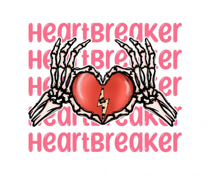 Sticker decorativ Heart Breaker, Roz, 66 cm, 3847ST