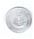 Moneda Germania de est 20 mark/marci 1970 Friedrich Engels, stare buna, curata