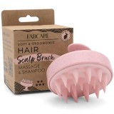 Cumpara ieftin Perie masaj scalp FABCARE, silicon si paie de grau, stimulare crestere par, utilizare uscata/umeda, roz