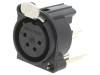 Conector XLR Mama Neutrik, 4 Pini, Drept, Montare PCB/Panou, THT, Negru