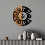 Ceas de perete, Pizza Slice, Lemn/metal, Dimensiune: 56 x 3 x 56 cm, Nuc / Negru, Tanelorn