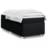 VidaXL Pat box spring cu saltea, negru, 90x200 cm, textil