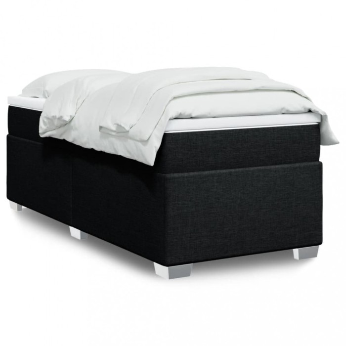 vidaXL Pat box spring cu saltea, negru, 90x200 cm, textil 3285104