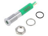 Lampă LED verde plată &Oslash;6mm IP67 alamă &Oslash;3mm