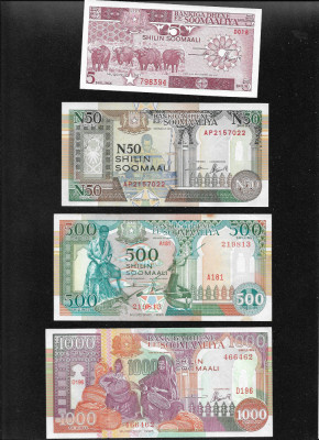 Set Somalia 5 + 50 + 500 + 1000 shillings shilin soomaali aunc/unc foto