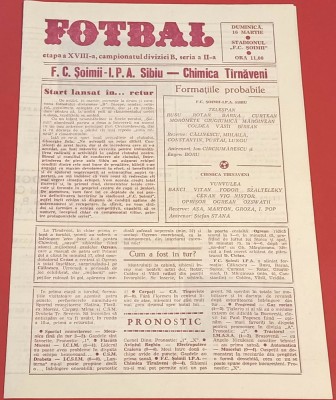 Program meci fotbal &amp;quot;SOIMII&amp;quot; IPA SIBIU - &amp;quot;CHIMICA&amp;quot; TARNAVENI (16.03.1986) foto