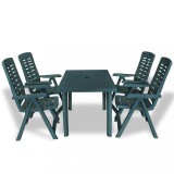 vidaXL Set mobilier de exterior, 5 piese, verde, plastic 275079