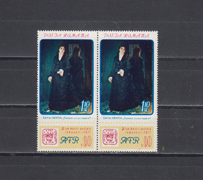 M1 TX7 17 - 1971 - Ziua marcii postale romanesti - pereche de doua timbre