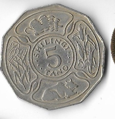 Moneda 5 shilingi 1972 - Tanzania foto