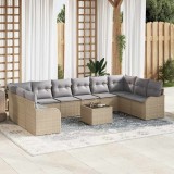 Cumpara ieftin Set de canapele pentru grădină cu pernă 11 pcs Bej Rattan poli