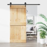 Cumpara ieftin Usa glisanta Natural si Negru 90 x 210 cm Lemn de Pin Solid