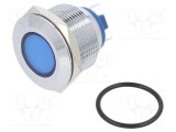 Lampă LED plată albastră 12V 12VAC &Oslash;22mm NINIGI