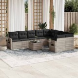 vidaXL Set canapele de grădină cu perne 10 piese gri deschis poliratan 3220651