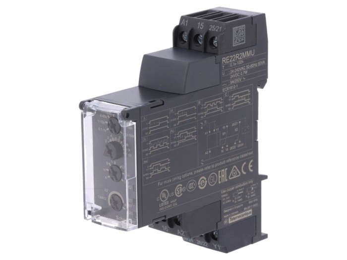 Timer programabil 0.05s-100h DPDT, 24...240VAC