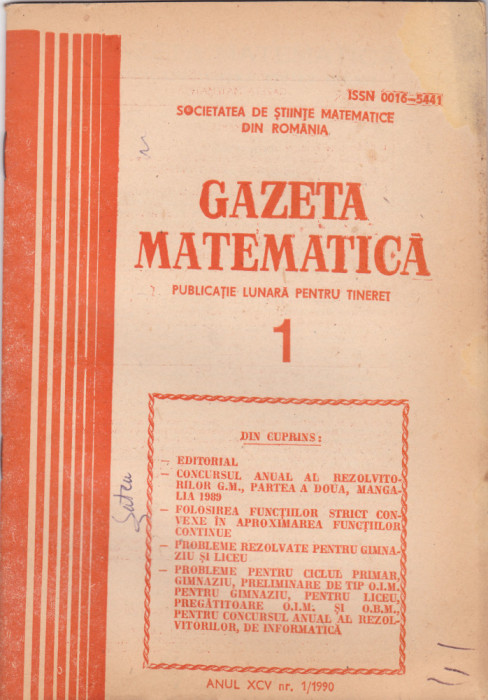 GAZETA MATEMATICA - Nr. 1 / 1990