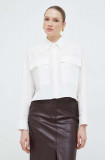 Weekend Max Mara cămașă din bumbac femei, culoarea alb, cu guler clasic, relaxed 2415110000000