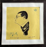 Cumpara ieftin Desen &icirc;n tus de N. H. Maxy, portret Anton Varueri, stampila colectia Aaron Friedmann, pe carton subtire, paspartu, 19 x 19 / 27 x 27, artist roman