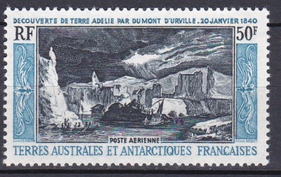 DB1 Colonii TAAF Terit Antarctice Franta 1965 Aniv. Descoperire Terit. Adelie 1 v. MNH foto