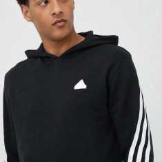 Adidas bluza barbati, culoarea negru, cu glugă, cu imprimeu