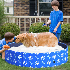 PawHut Piscina pentru Câini cu greutatea peste 65kg din Plastic pentru Grădină Φ140x30cm