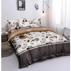 Lenjerie de pat pentru o persoana cu husa de perna dreptunghiulara, Oreus, bumbac mercerizat, multicolor