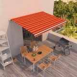 VidaXL Copertină retractabilă manual, portocaliu și maro, 450x350 cm